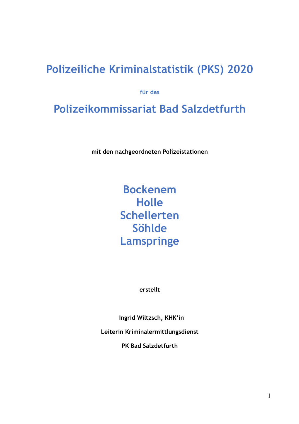 Polizeiliche Kriminalstatistik (PKS) 2020