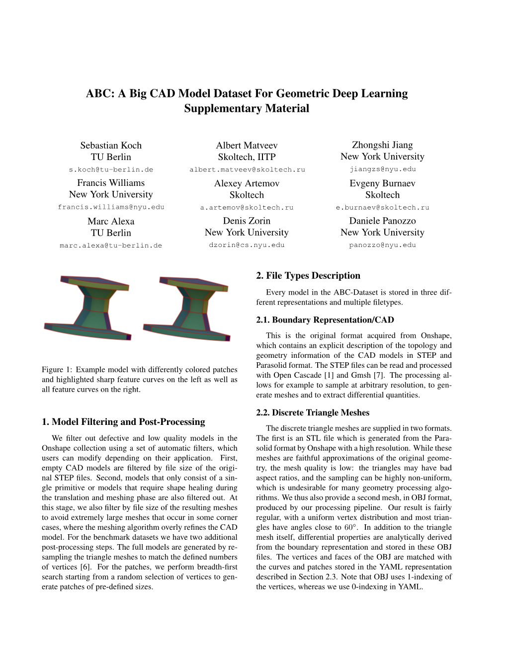 ABC: a Big CAD Model Dataset for Geometric Deep Learning Supplementary Material