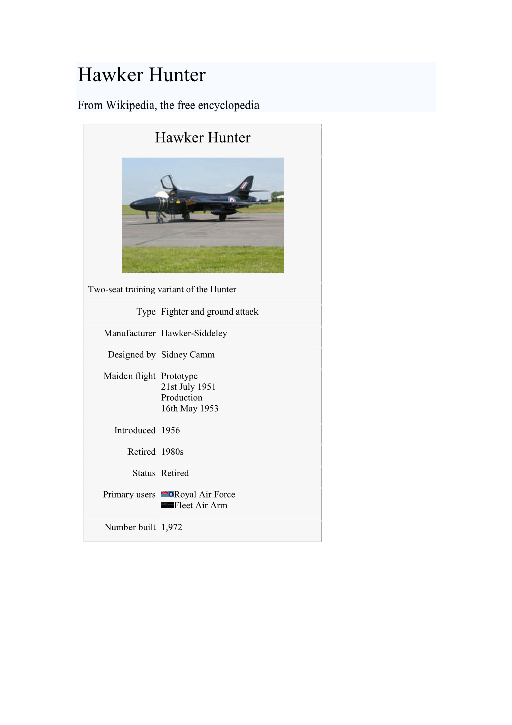 Hawker Hunter