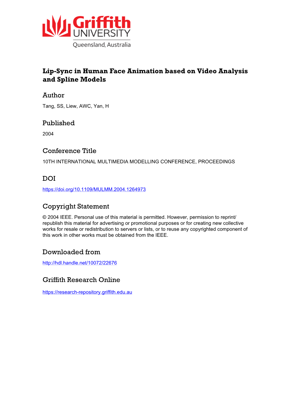 Lip-Sync in Human Face Animation Based on Video Analysis and Spline Mode Ls