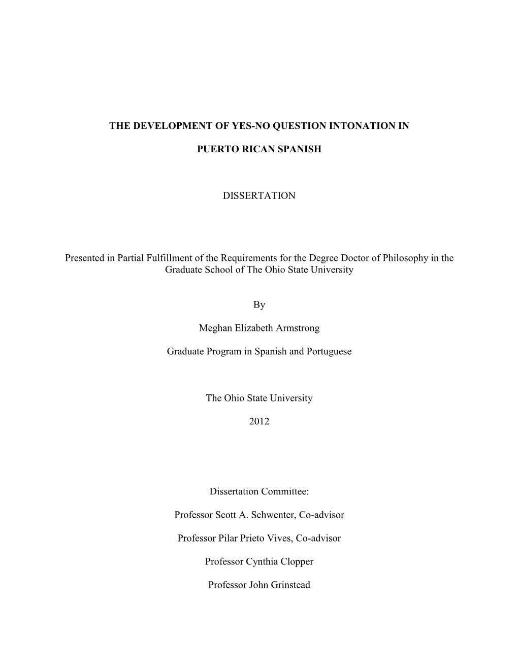 The Development of Yes-No Question Intonation In