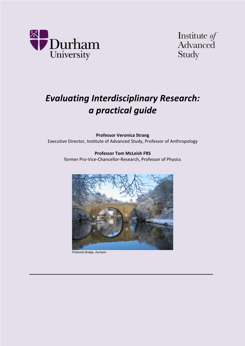 Evaluating Interdisciplinary Research: a Practical Guide