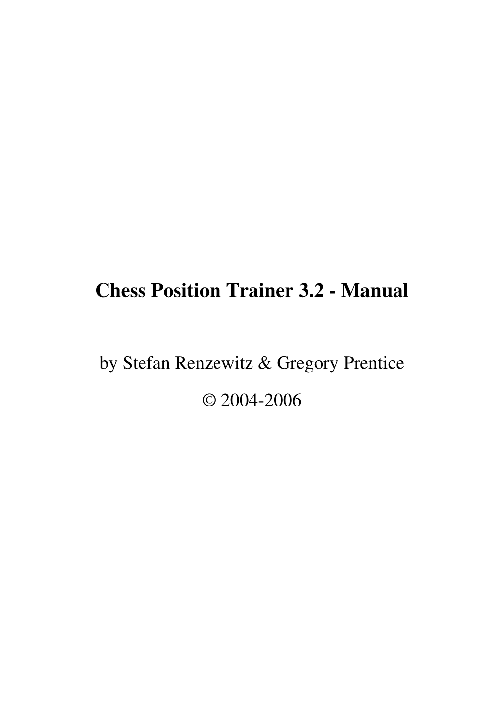 Chess Position Trainer 3.2 - Manual