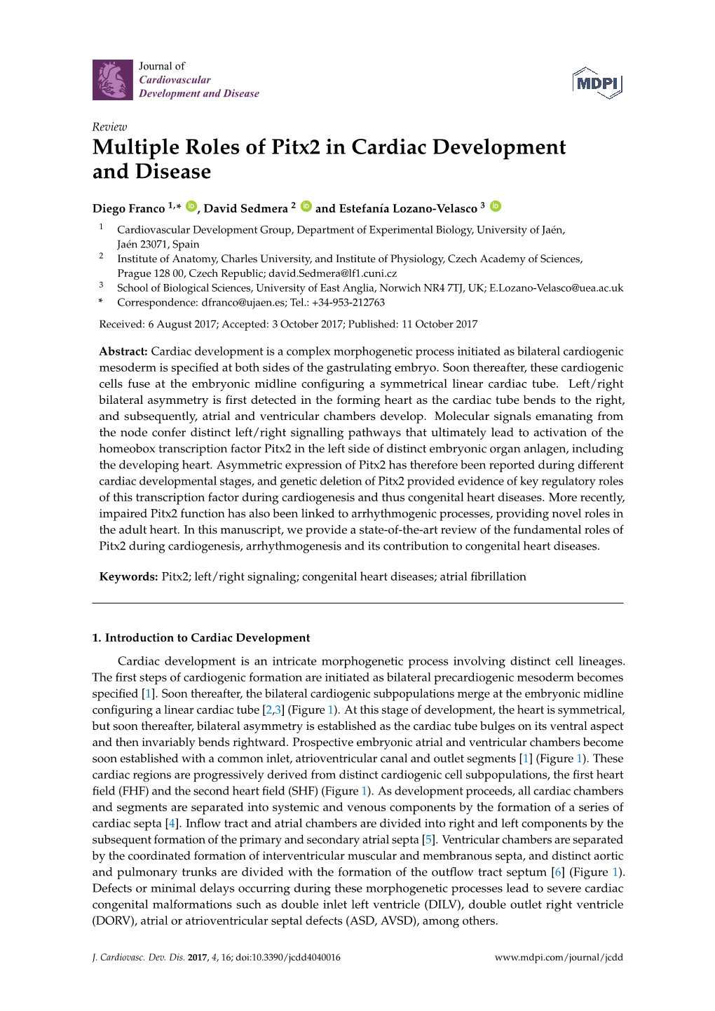 Multiple Roles of Pitx2 in Cardiac Development and Disease