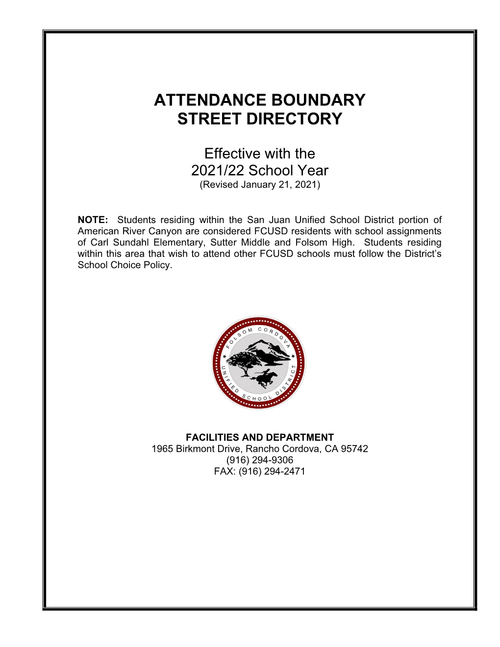 Attendance Boundary Street Directory