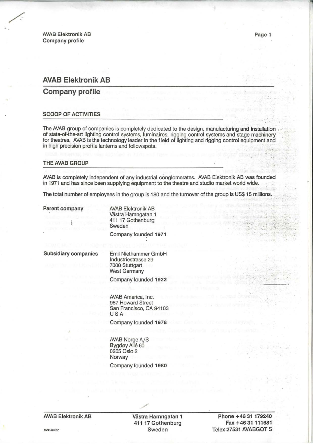 AVAB Elektronik AB Company Profile