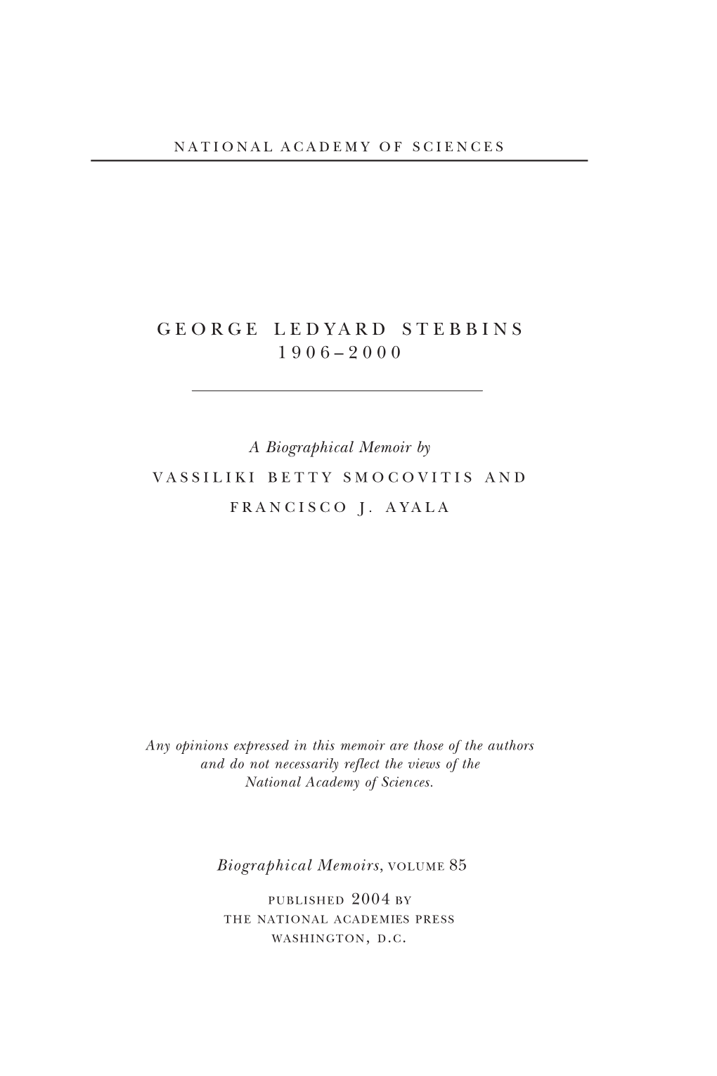 George Ledyard Stebbins 1906– 2000