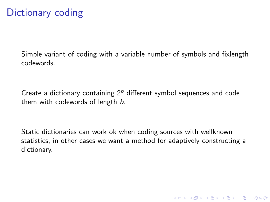 Dictionary Coding