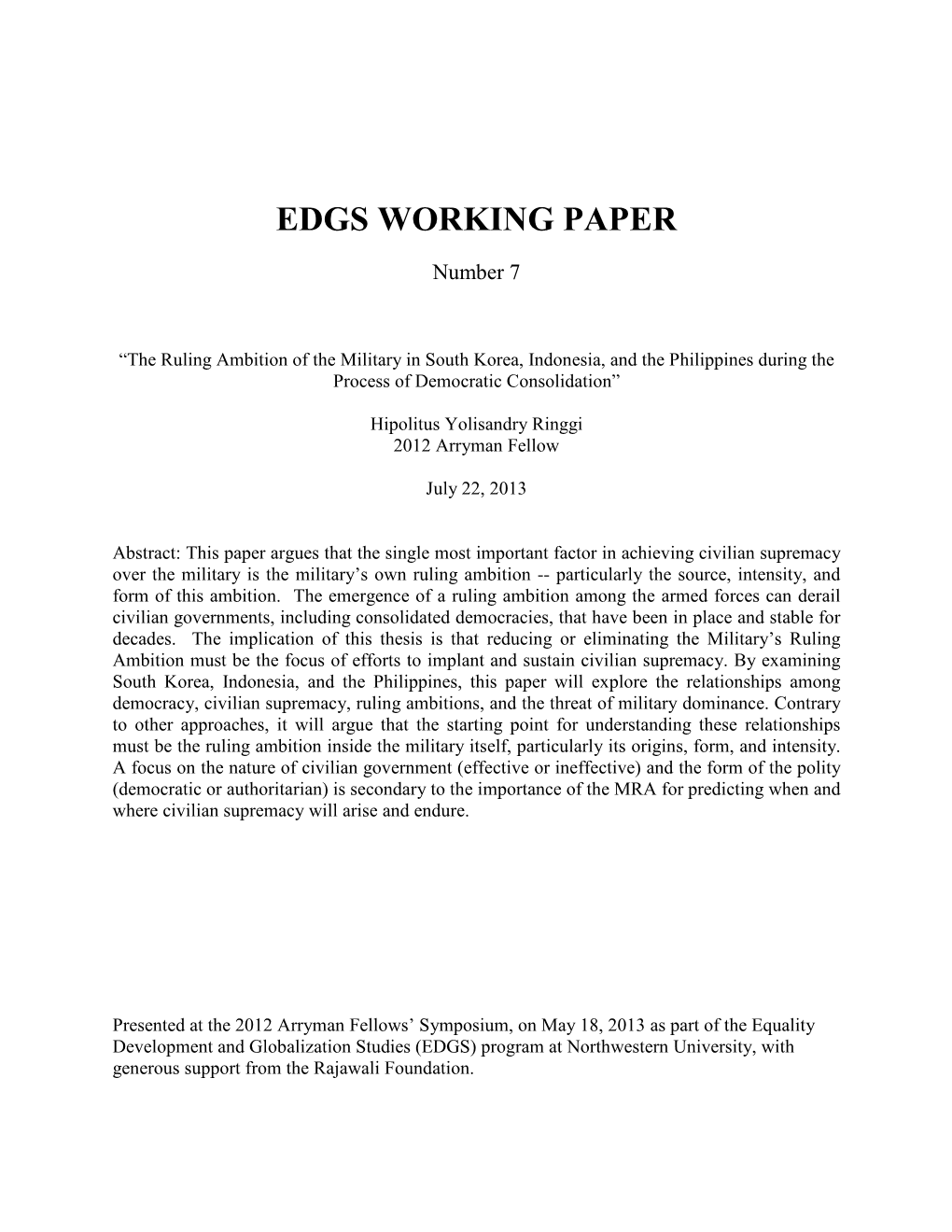 Edgs Working Paper