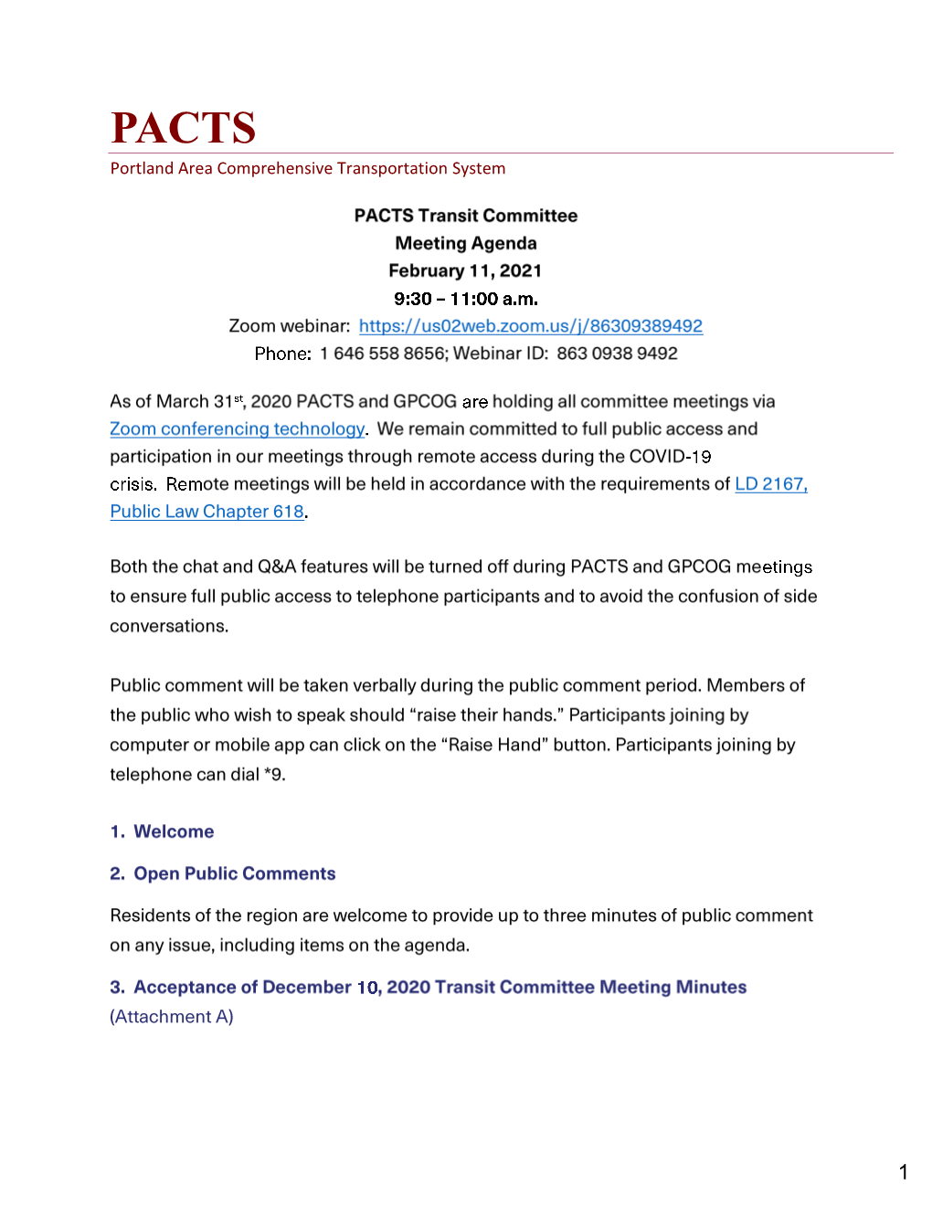 PACTS Transit Committee Meeting Packet