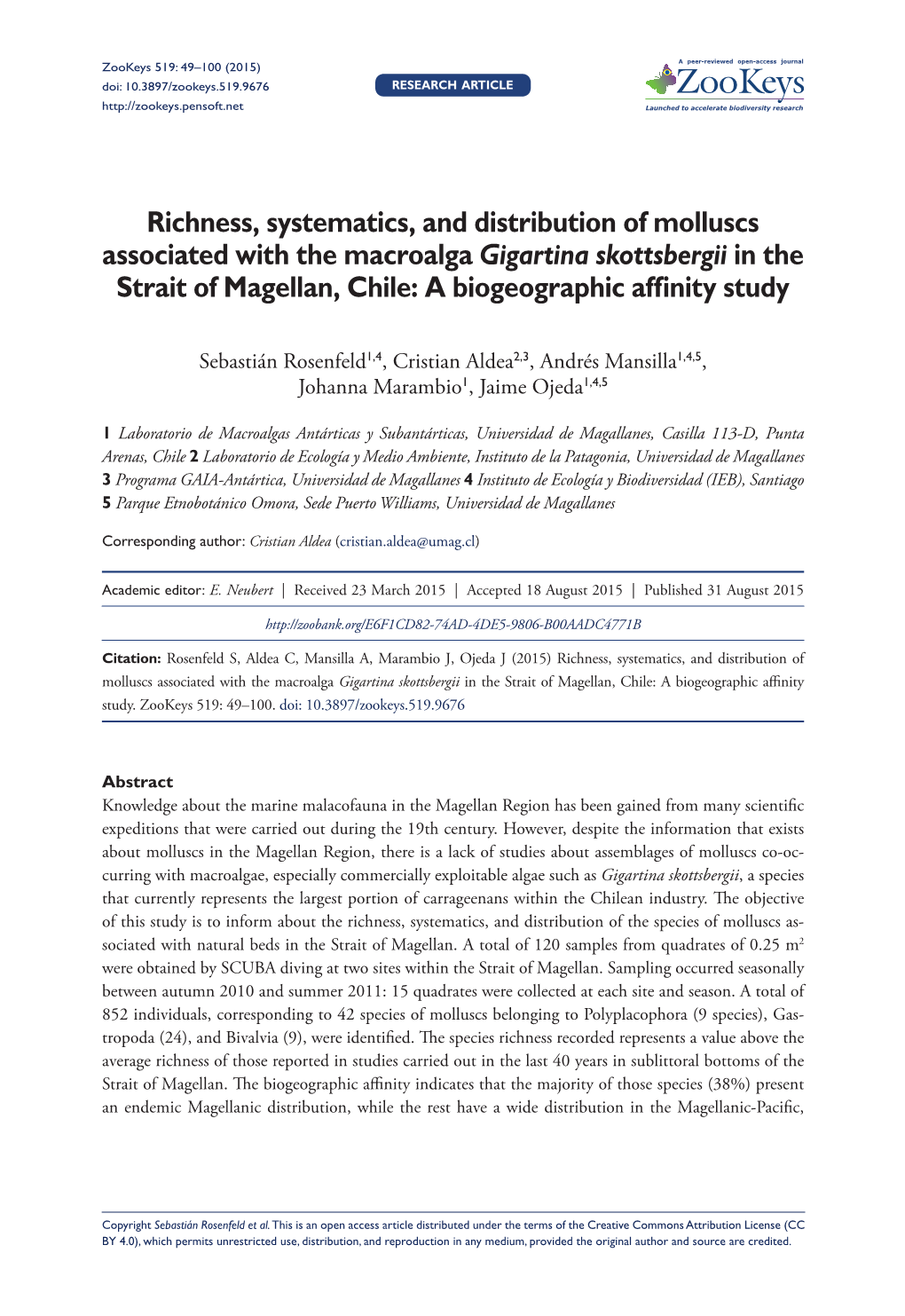 ﻿Richness, Systematics, and Distribution of Molluscs Associated