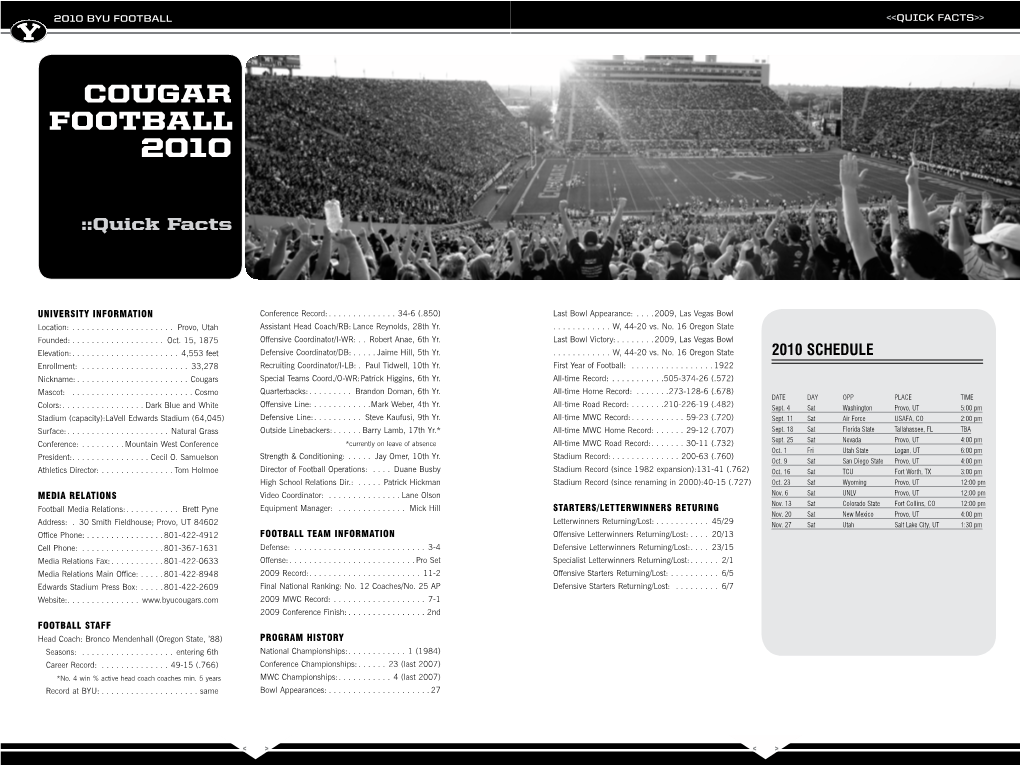 Cougar Football 2010