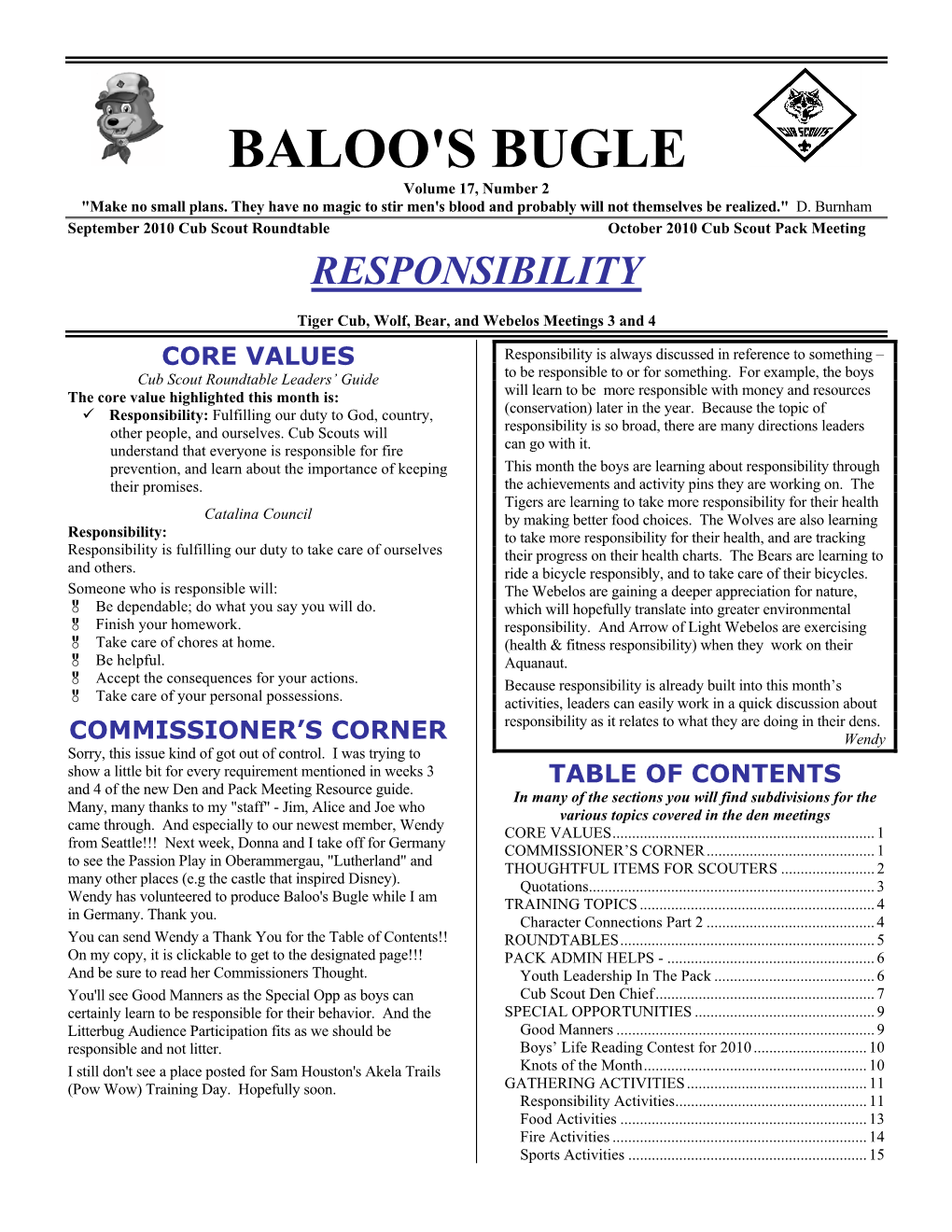 BALOO's BUGLE Volume 17, Number 2 "Make No Small Plans