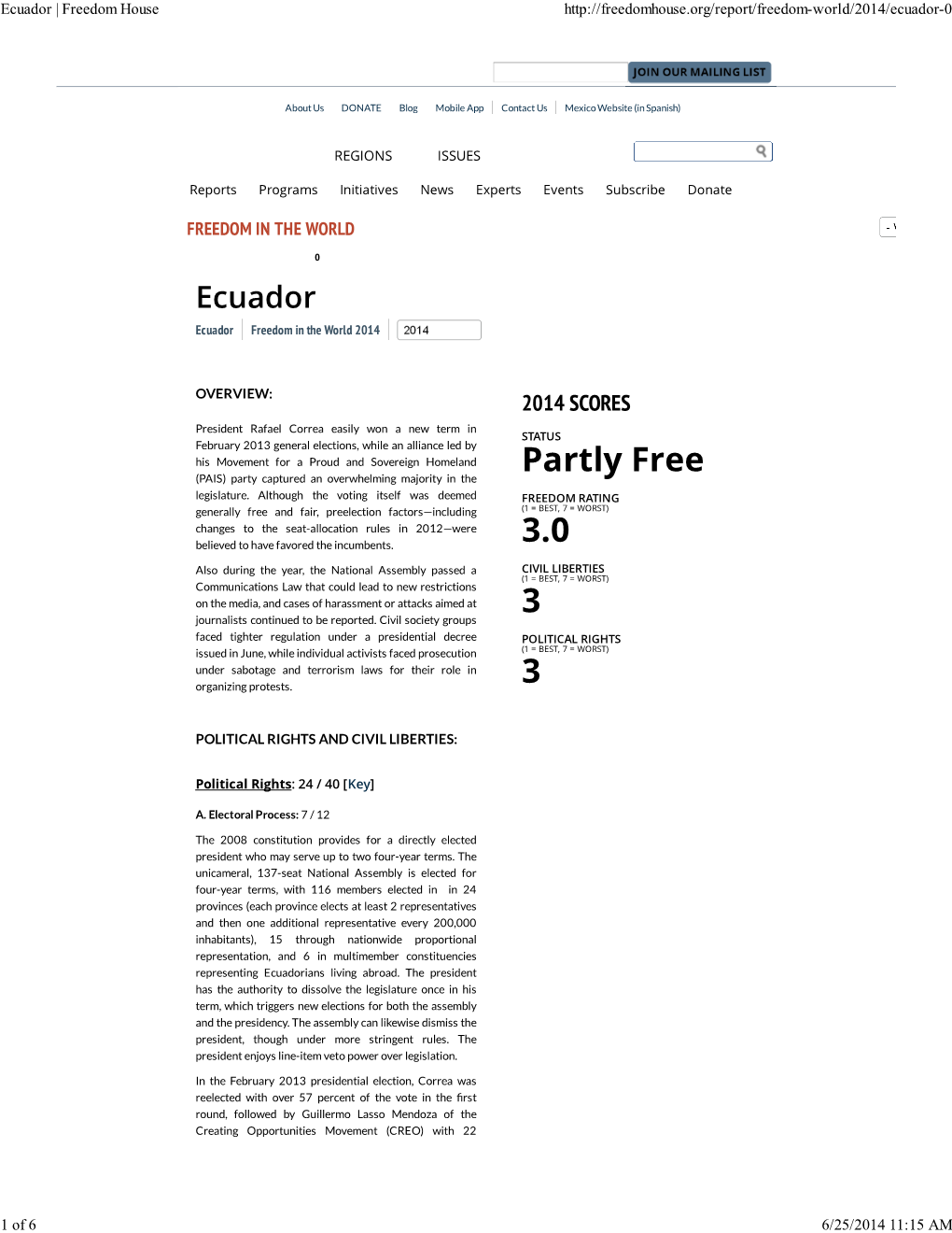 Ecuador | Freedom House