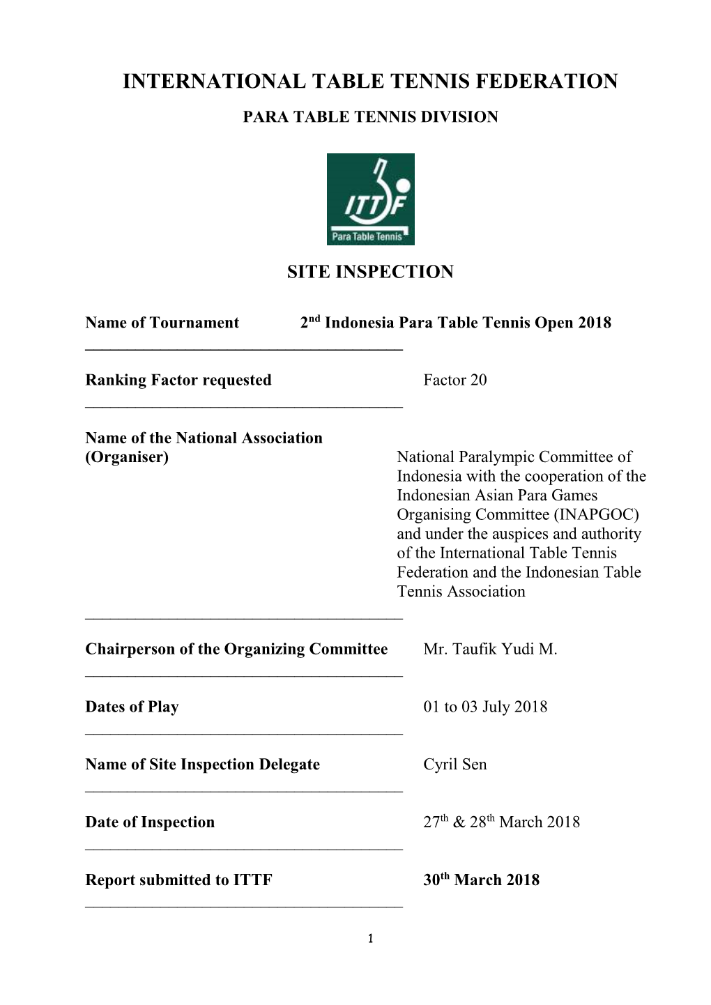 International Table Tennis Committee