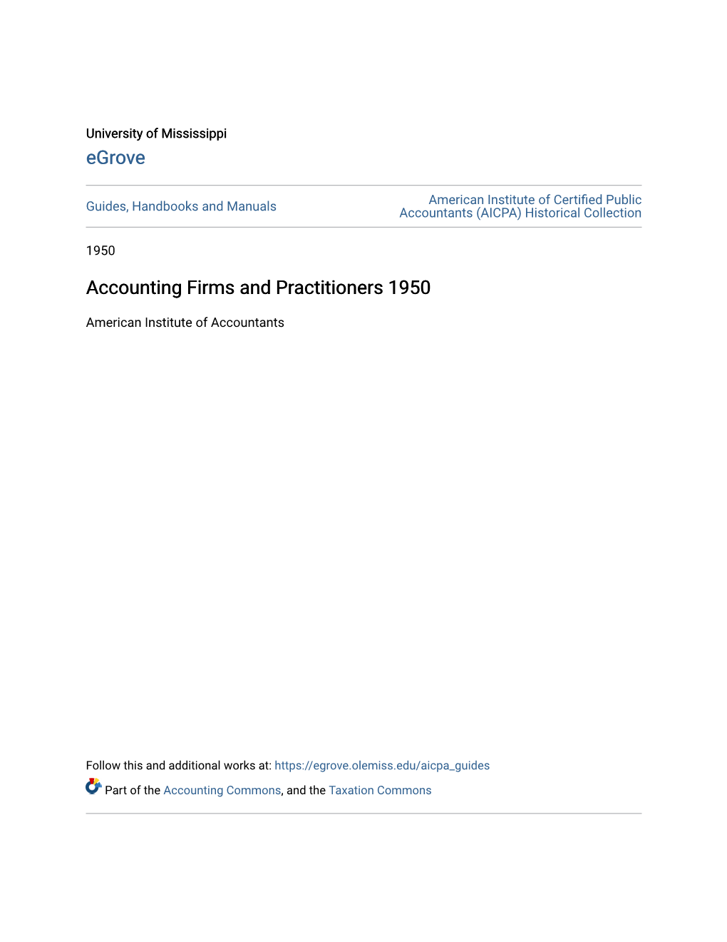 Accounting Firms and Practitioners 1950