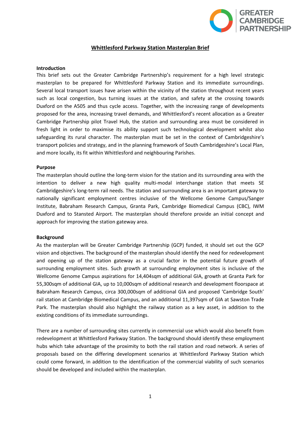 Whittlesford Parkway Station Masterplan Brief