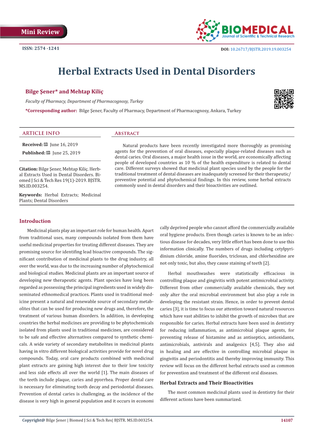 Herbal Extracts Used in Dental Disorders