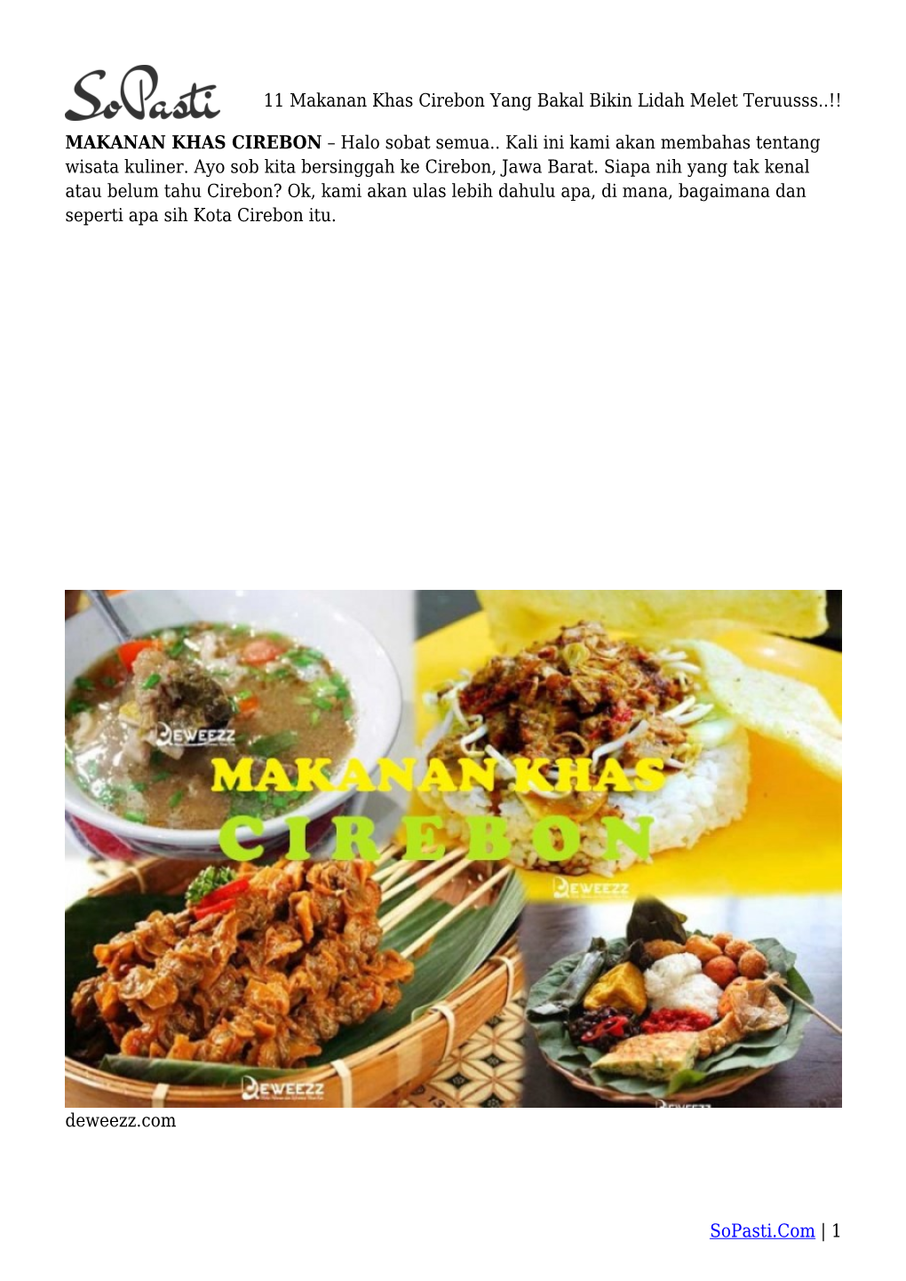11 Makanan Khas Cirebon Yang Bakal Bikin Lidah Melet Teruusss..!!