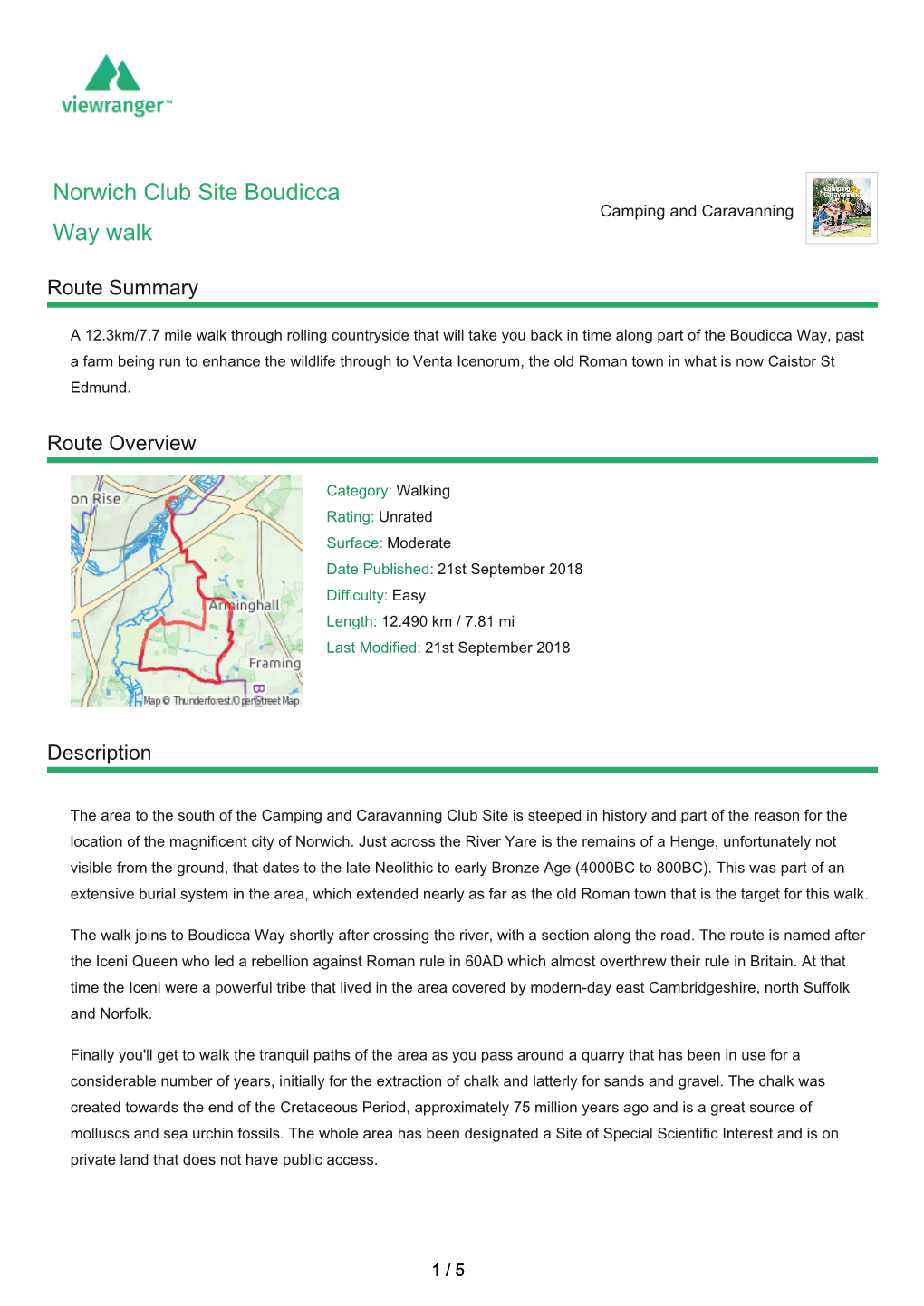 Norwich Club Site Boudicca Way Walk