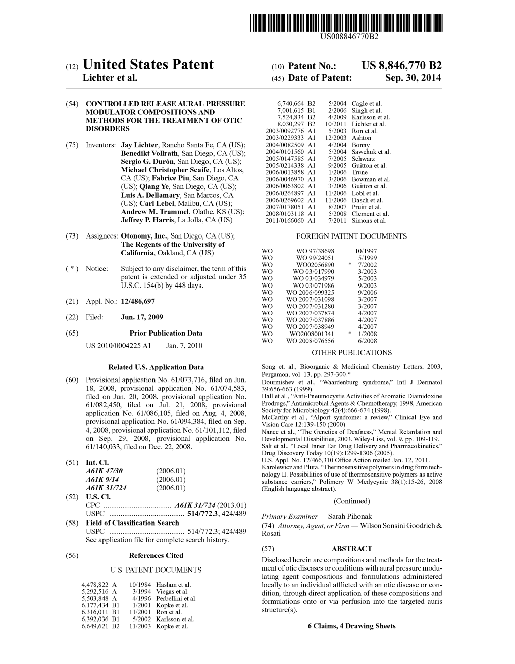 (12) Unlted States Patent (10) Patent N0.: US 8,846,770 B2 Lichter Et A]