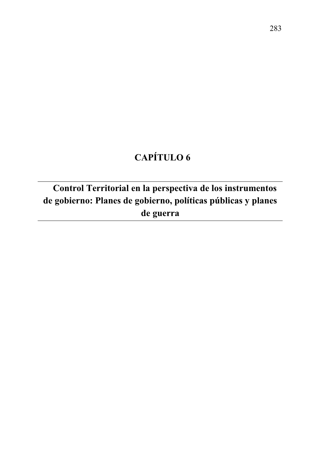 CAPÍTULO 6 Control Territorial En La Perspectiva De Los Instrumentos De