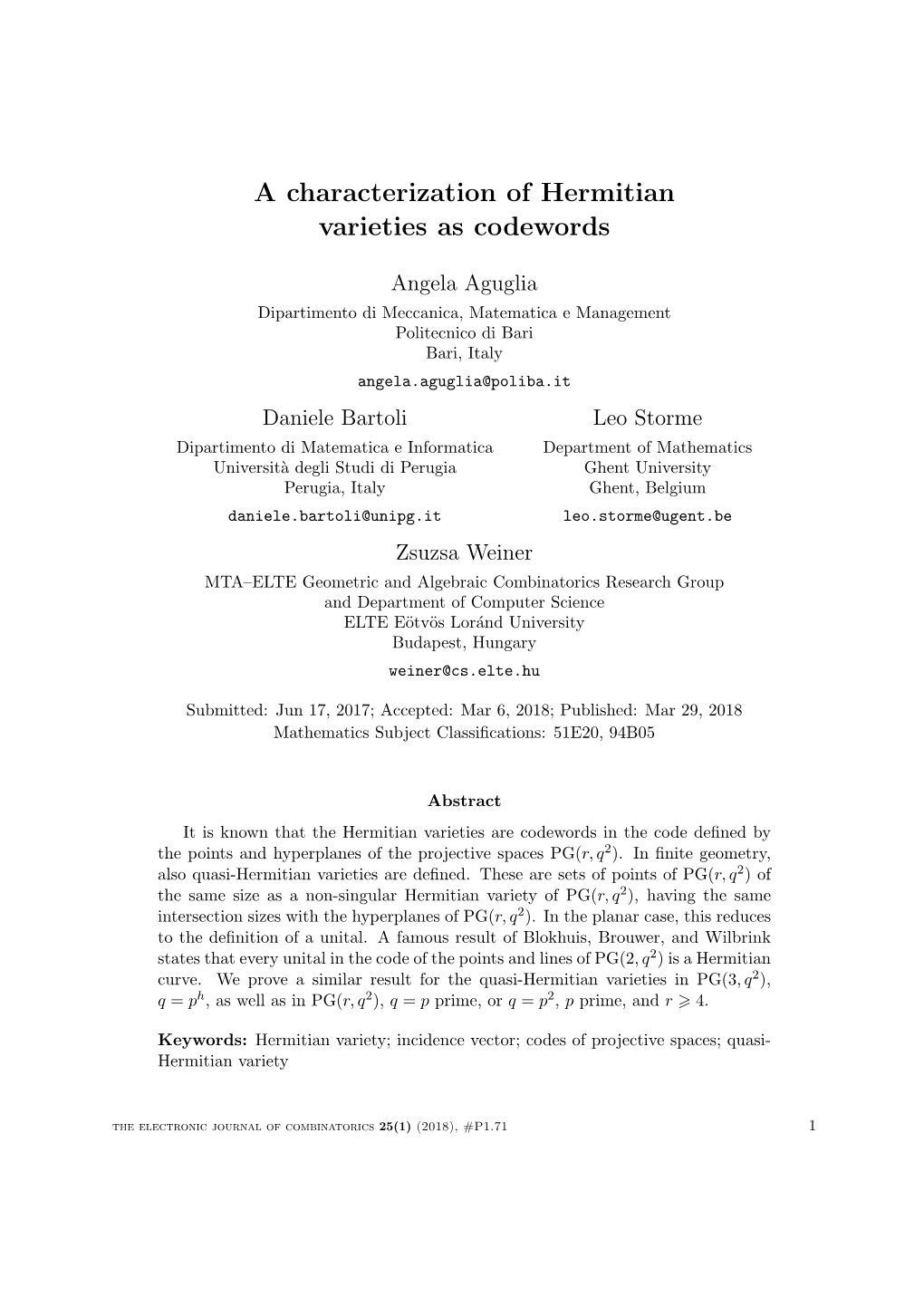 A Characterization of Hermitian Varieties As Codewords