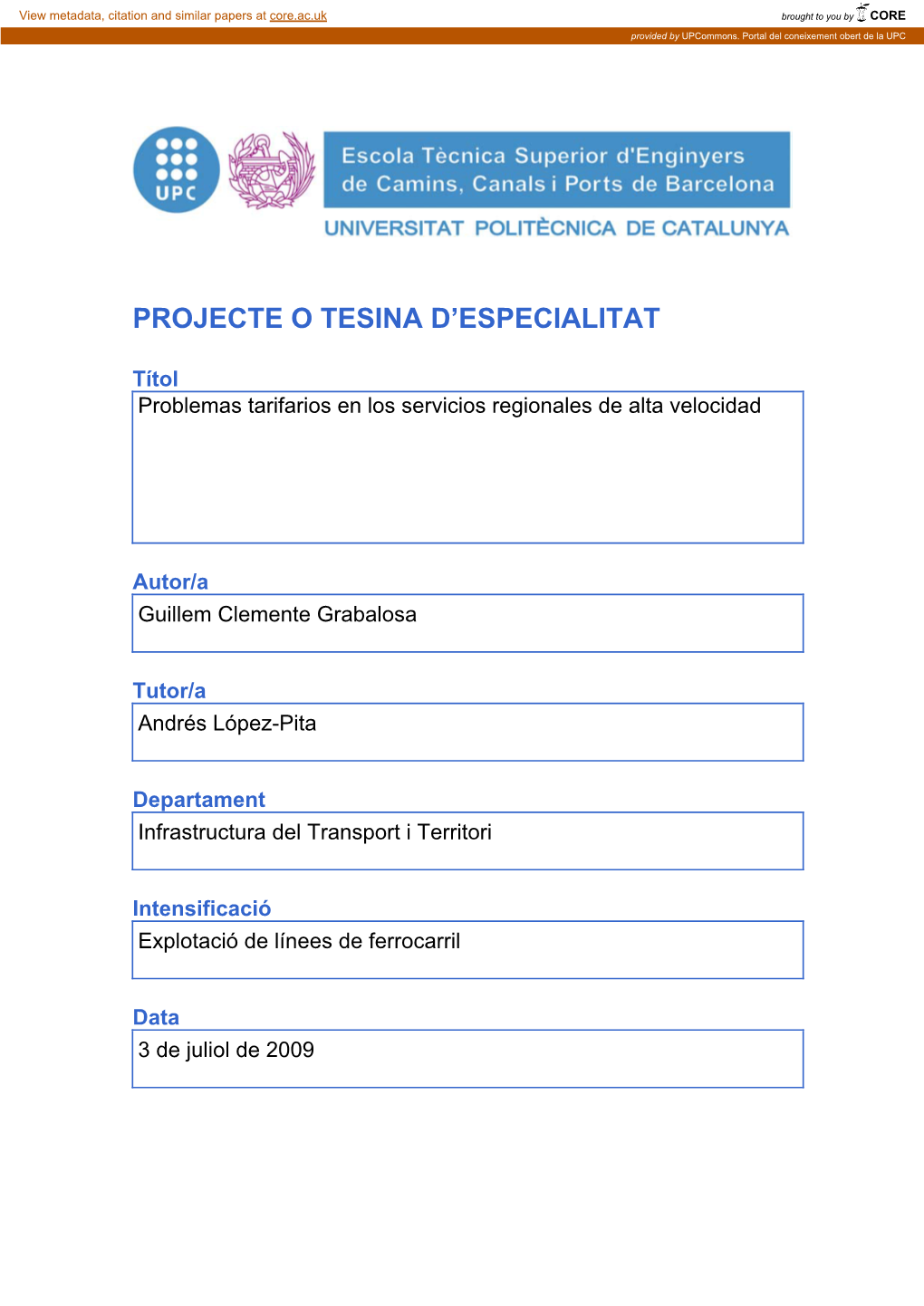 Projecte O Tesina D'especialitat