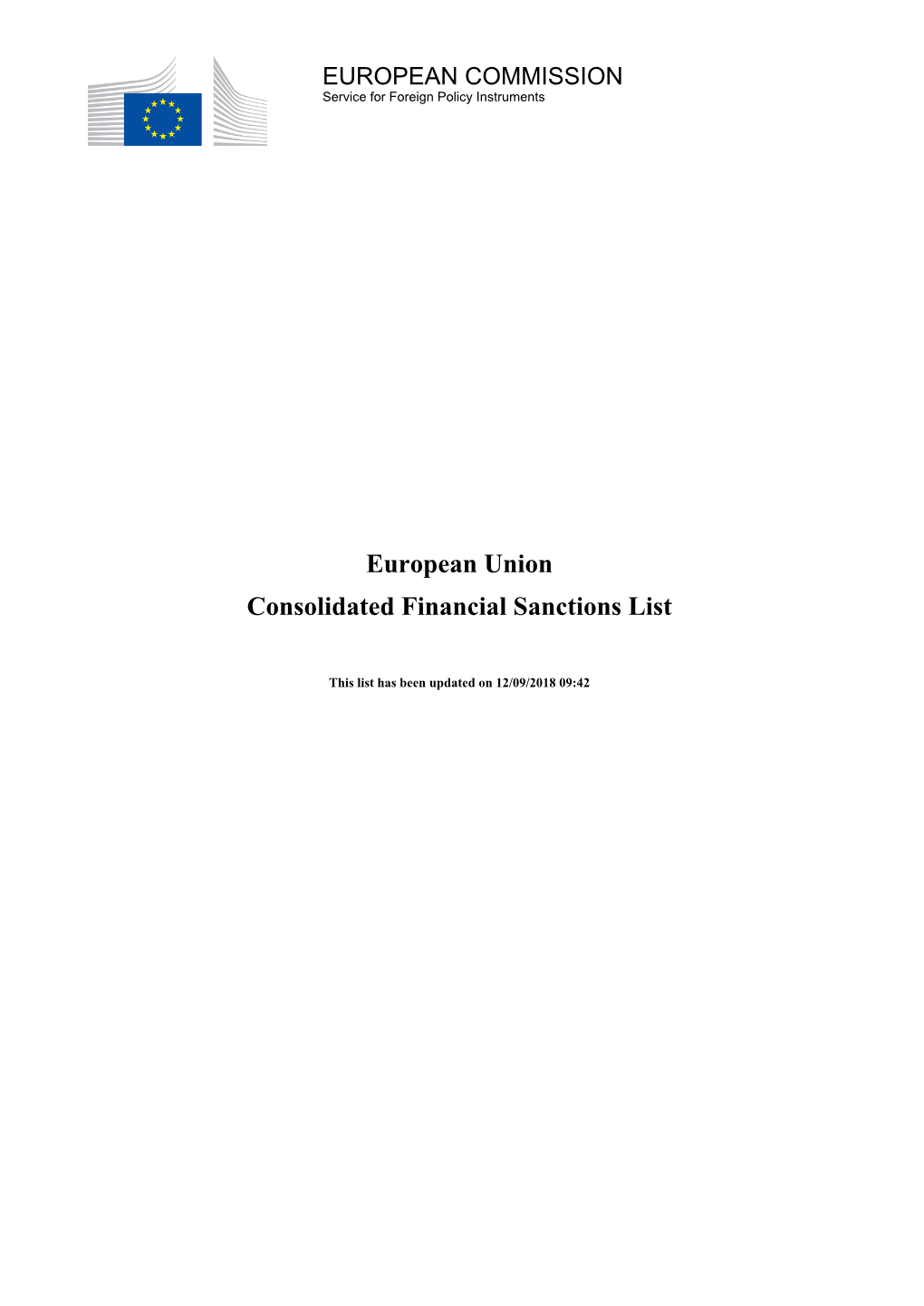 European Union Consolidated Financial Sanctions List