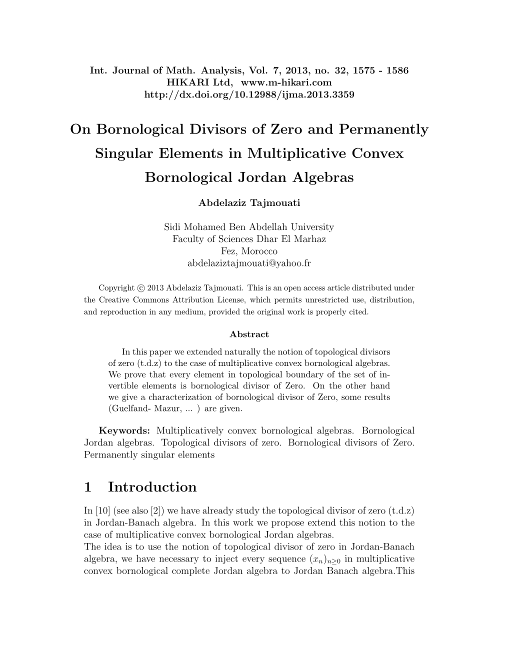 4 Permanently Singular Elements in Complete Multiplicative Convex Bornological Jordan Al- Gebras