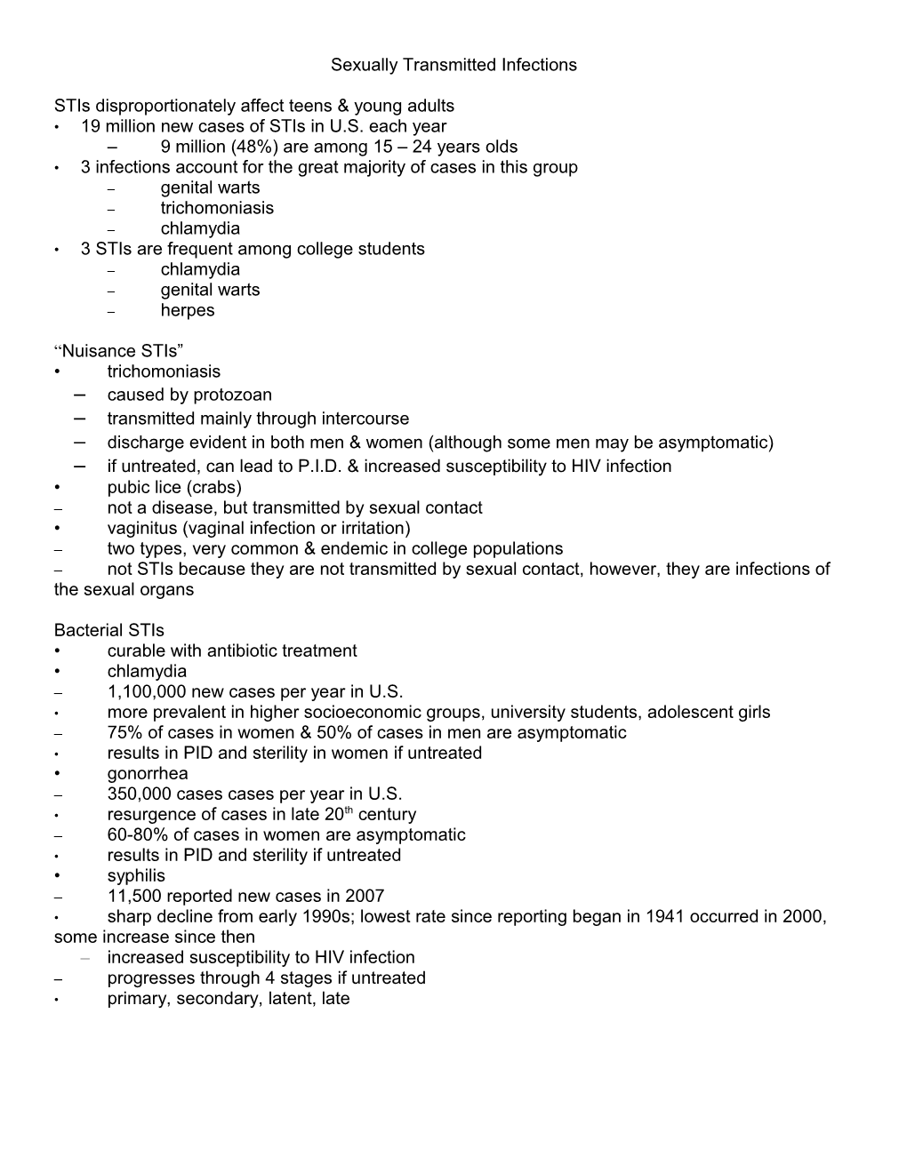 Sexually Transmitted Diseases