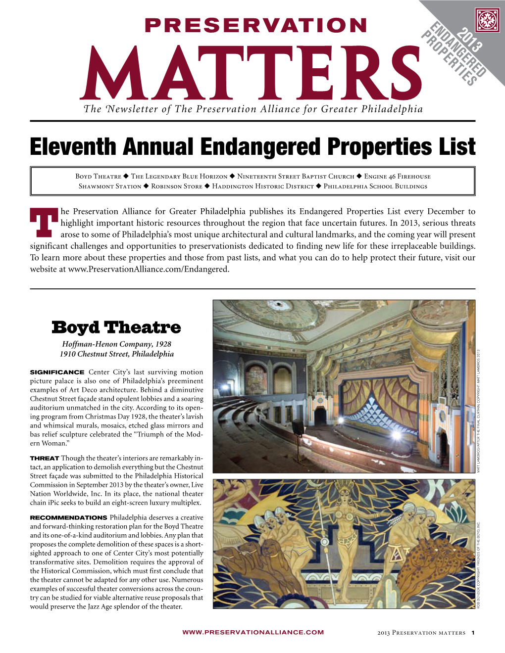 Eleventh Annual Endangered Properties List