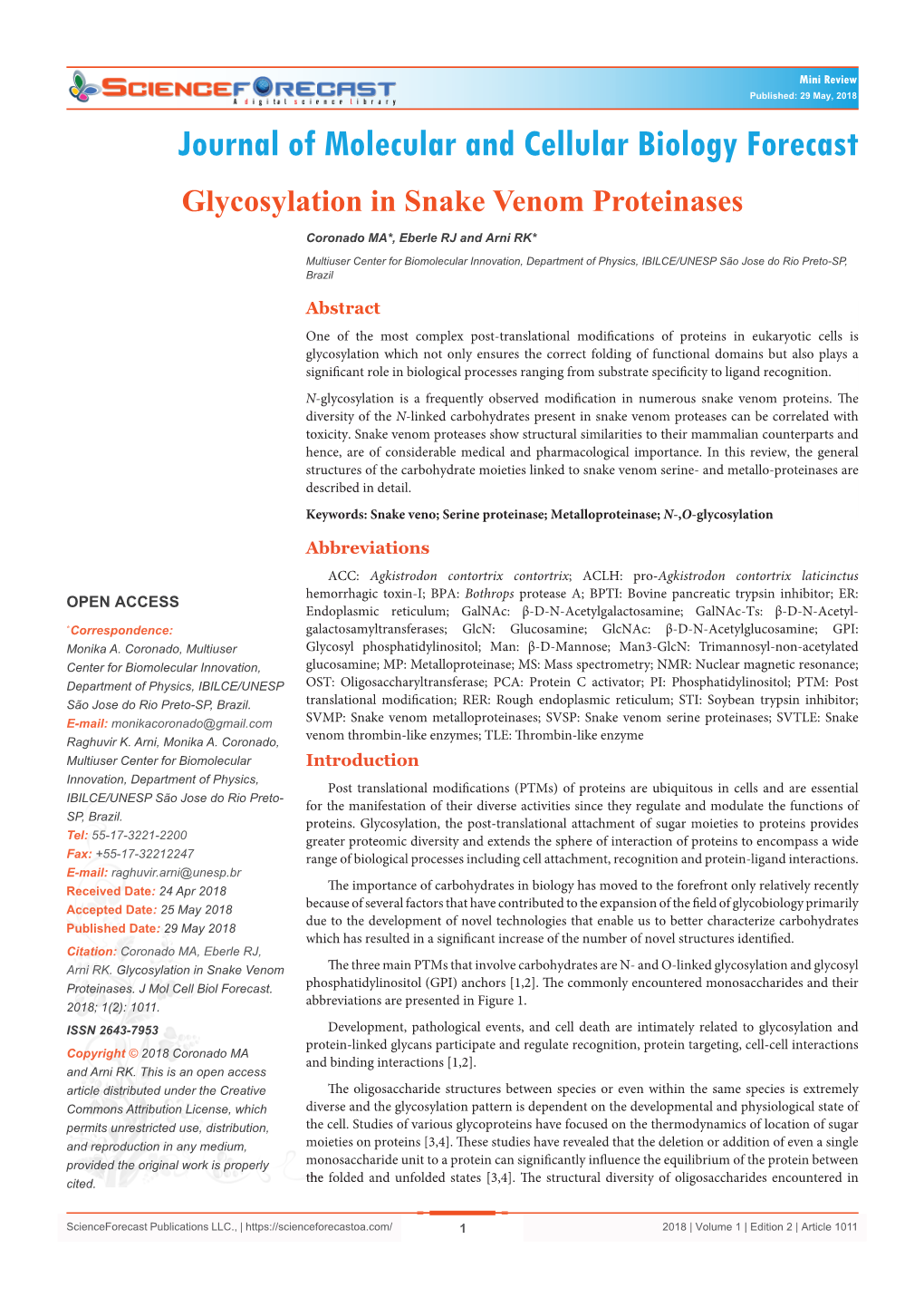 Glycosylation in Snake Venom Proteinases