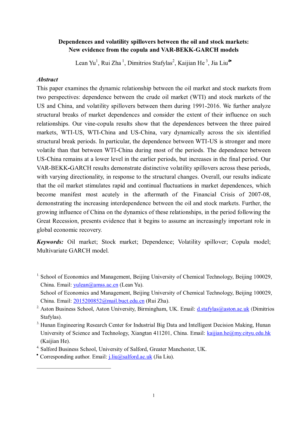 Dependences and Volatility Spillovers Between the Oil and Stock Markets: New Evidence from the Copula and VAR-BEKK-GARCH Models