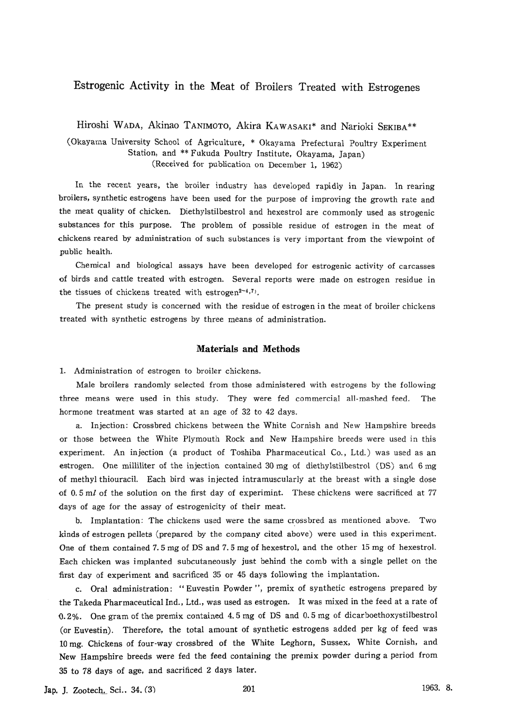 Estrogenic Activity in the Meat of Broilers Treated with Estrogenes