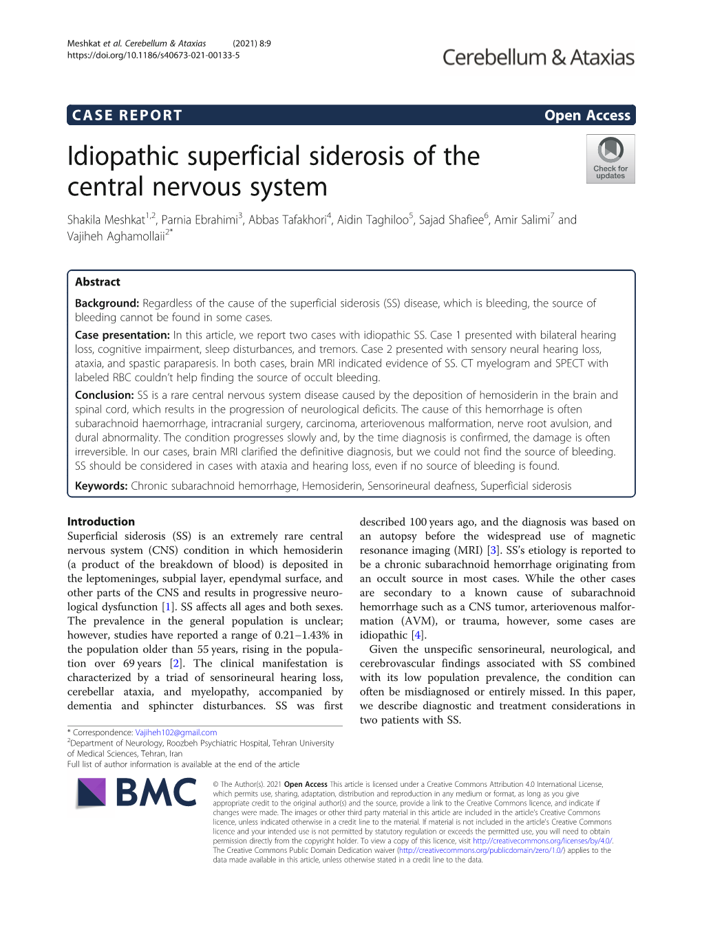 Idiopathic Superficial Siderosis of the Central Nervous System