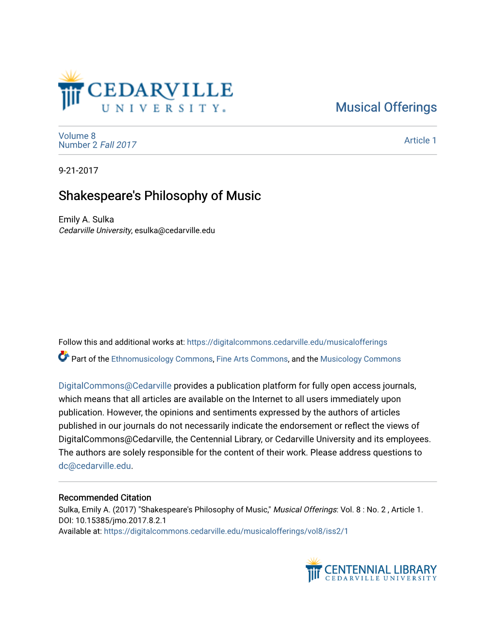 Shakespeare's Philosophy of Music