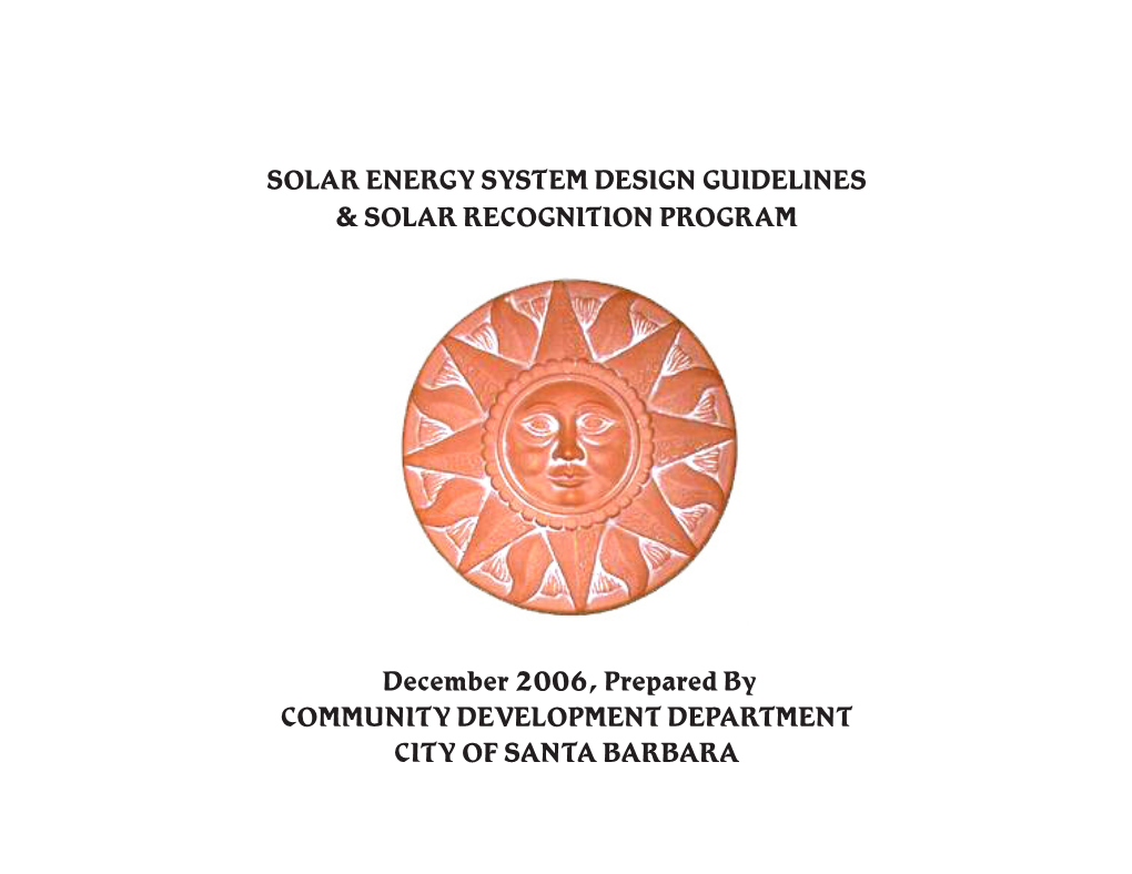 Solar Energy System Design Guidelines and Recognition Program