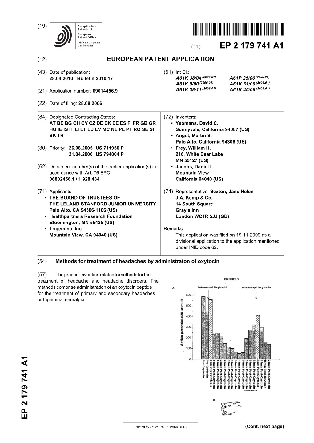 Methods for Treatment of Headaches by Administraton of Oxytocin