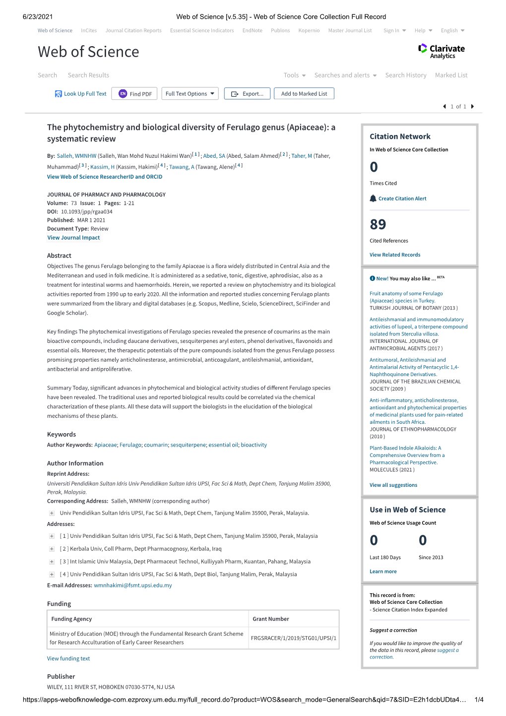 Web of Science [V.5.35] - Web of Science Core Collection Full Record