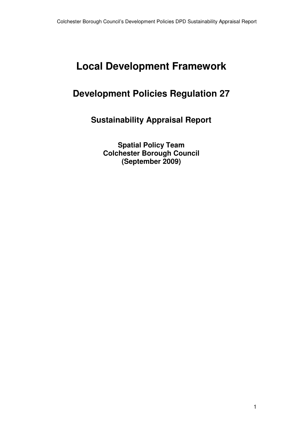 DC Policies Reg 27 Sustainability Appraisal Report
