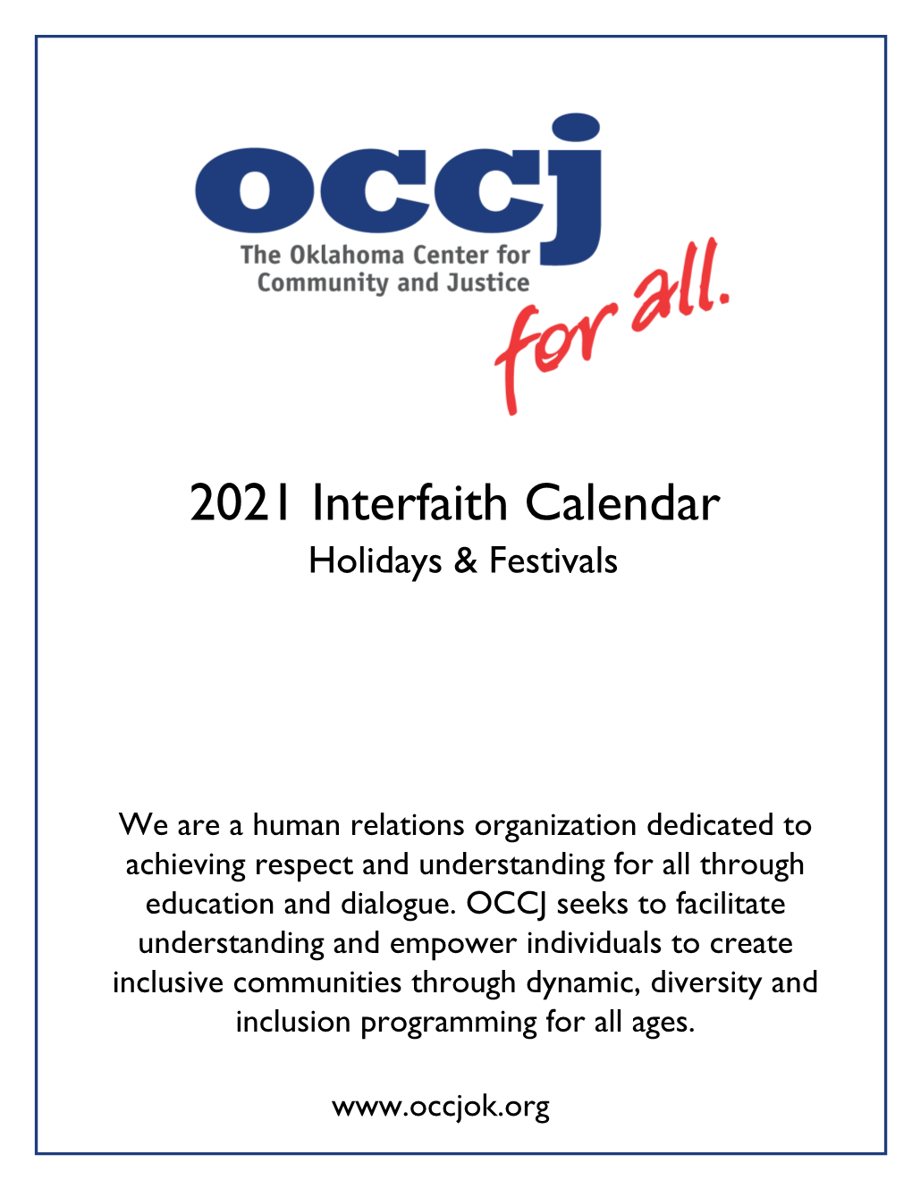 2021 Interfaith Calendar Holidays & Festivals