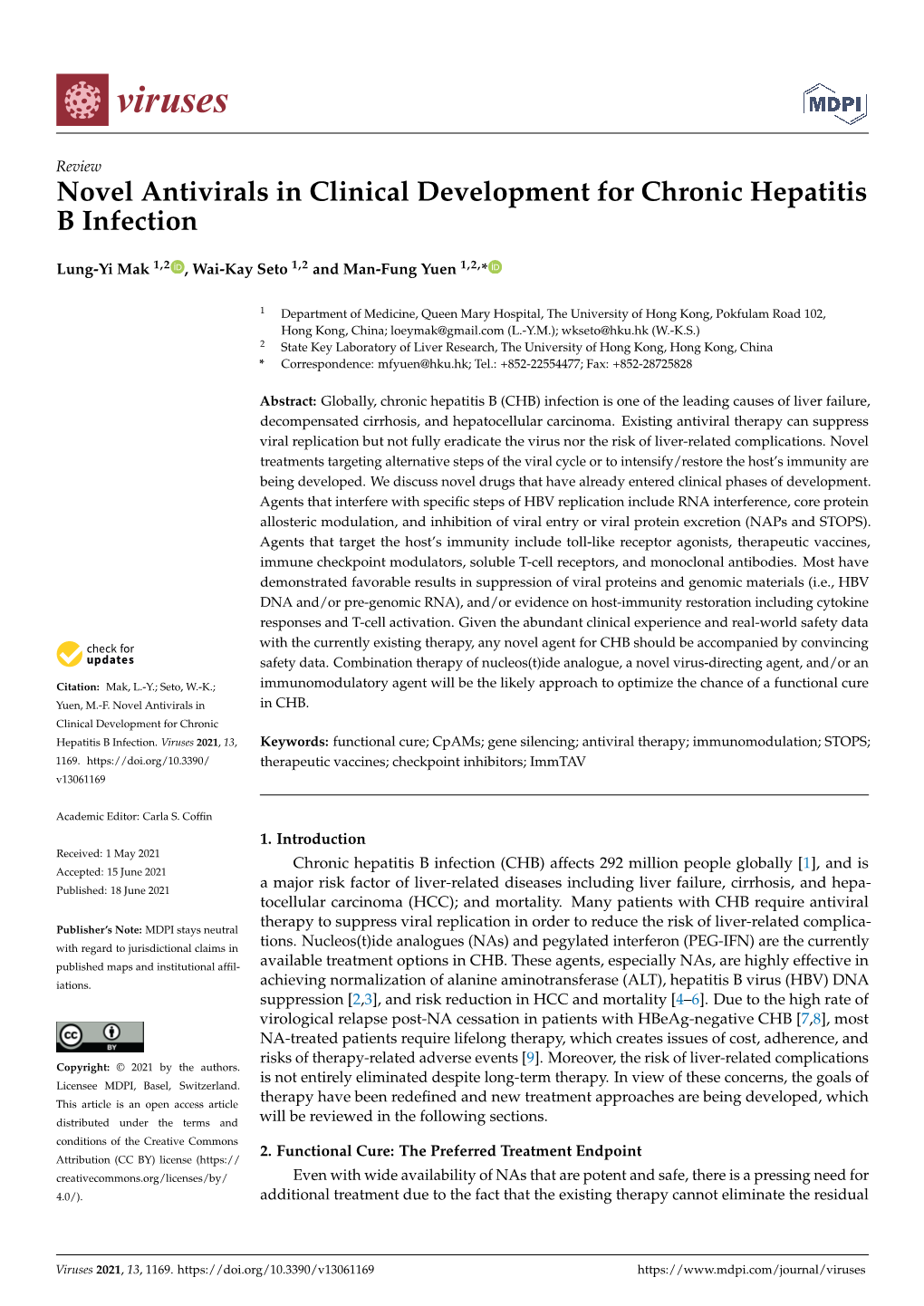 Novel Antivirals in Clinical Development for Chronic Hepatitis B Infection