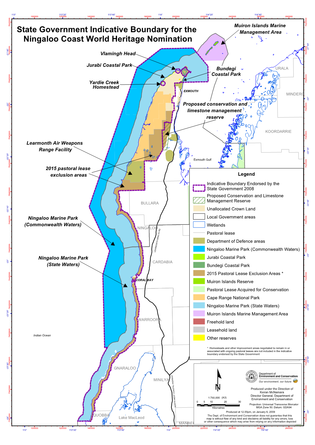 State Government Indicative Boundary for the Ningaloo Coast World