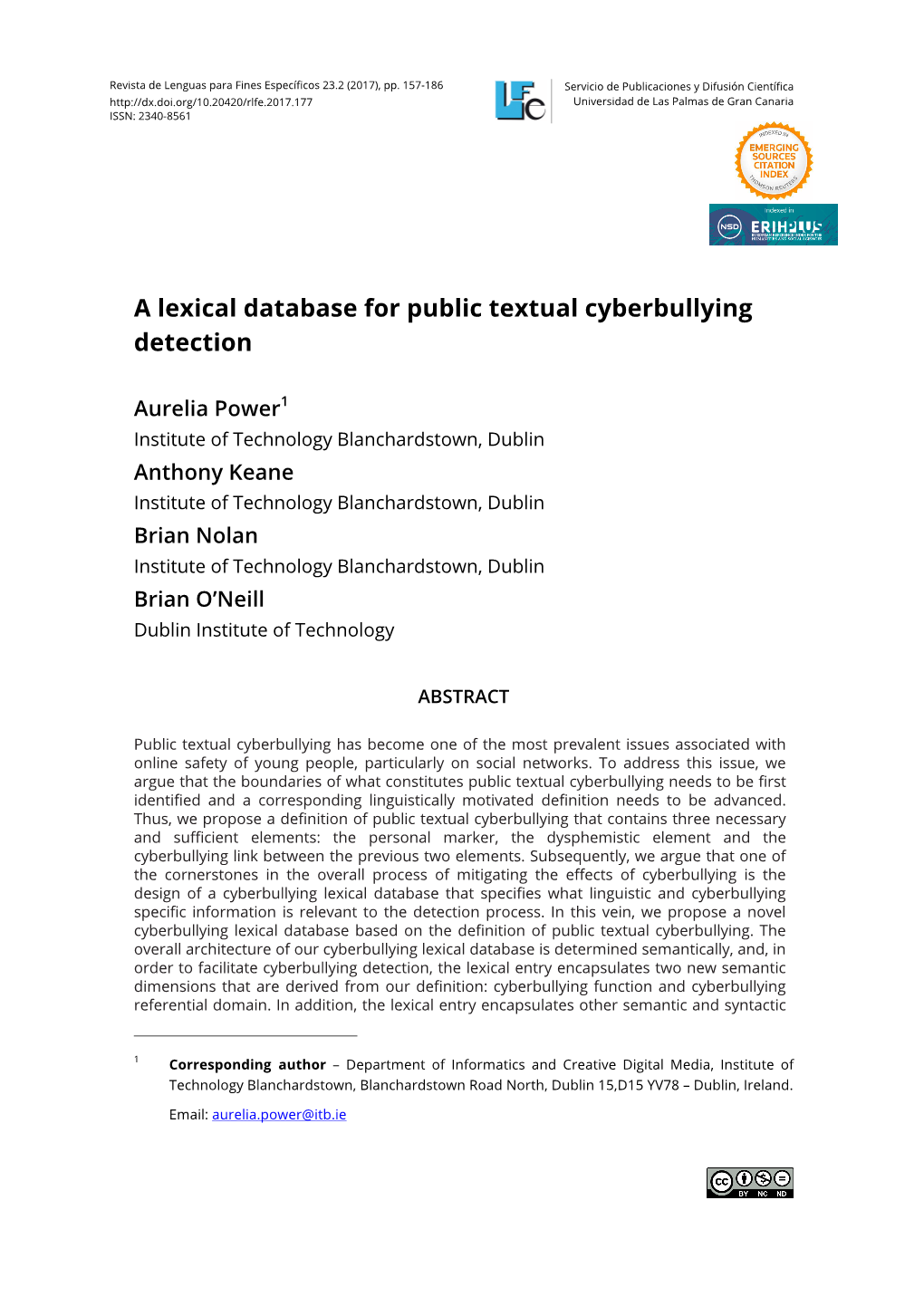 A Lexical Database for Public Textual Cyberbullying Detection