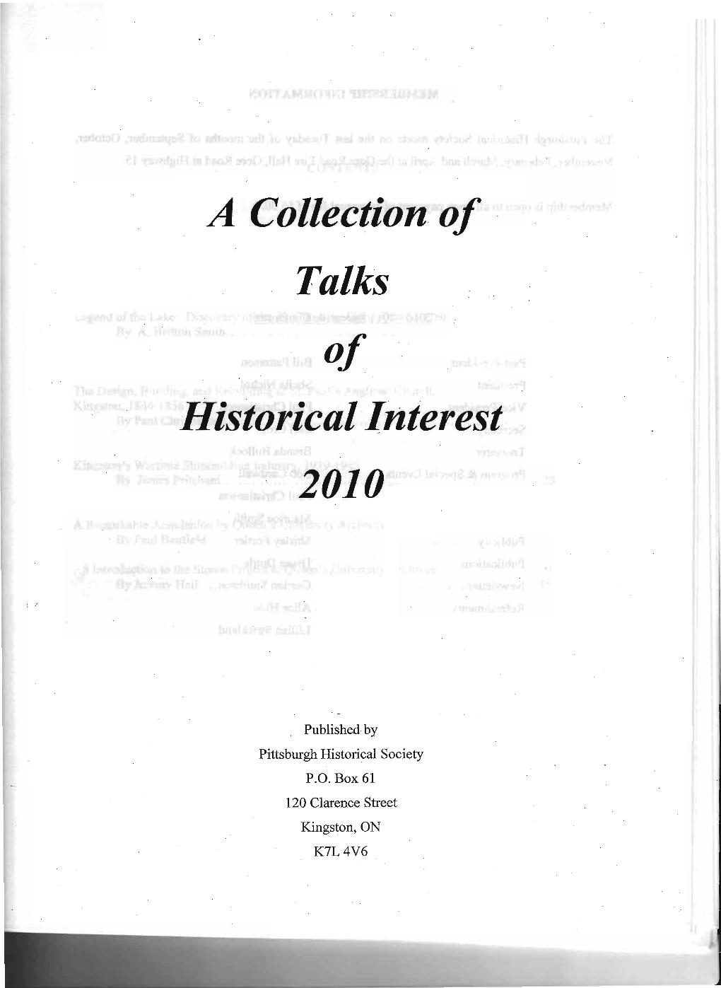 A Collectiolt of Tulks Historicul Interest