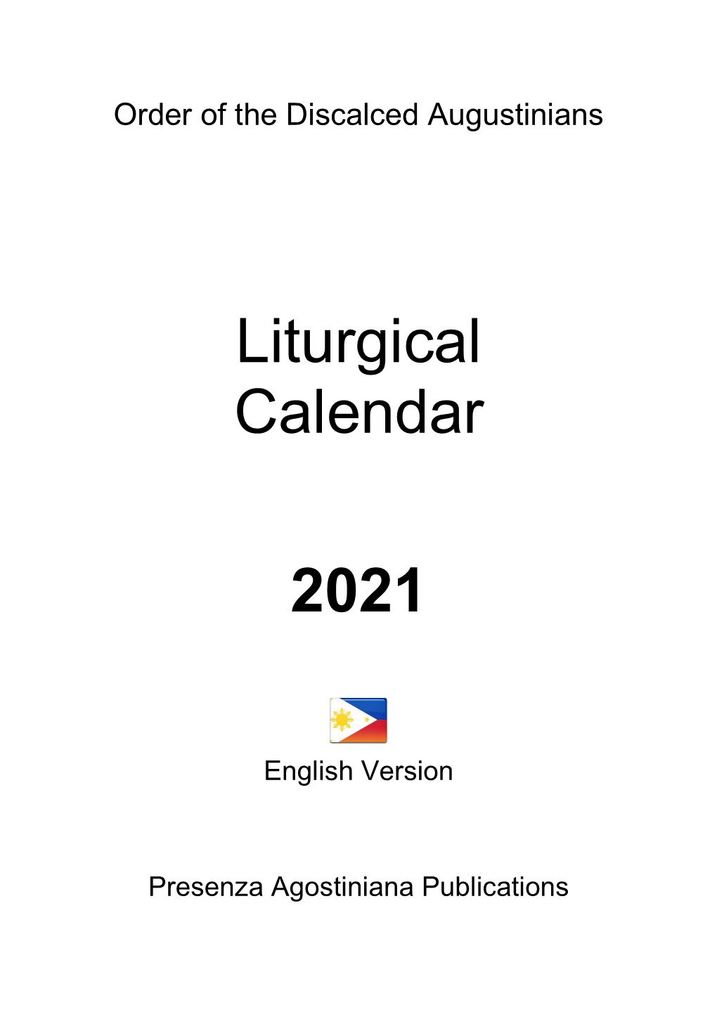 Liturgical Calendar 2021