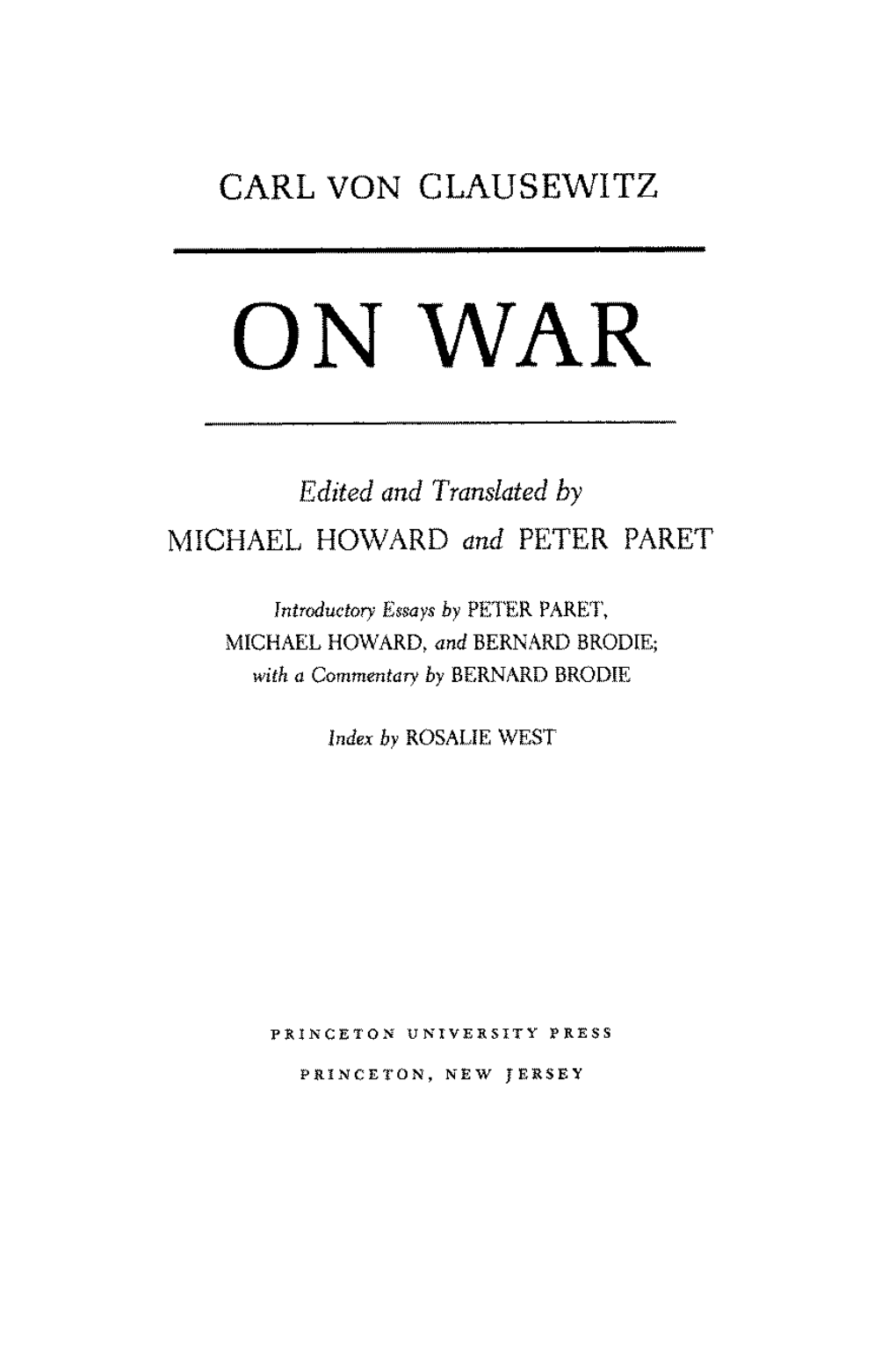 On Clausewitz on War
