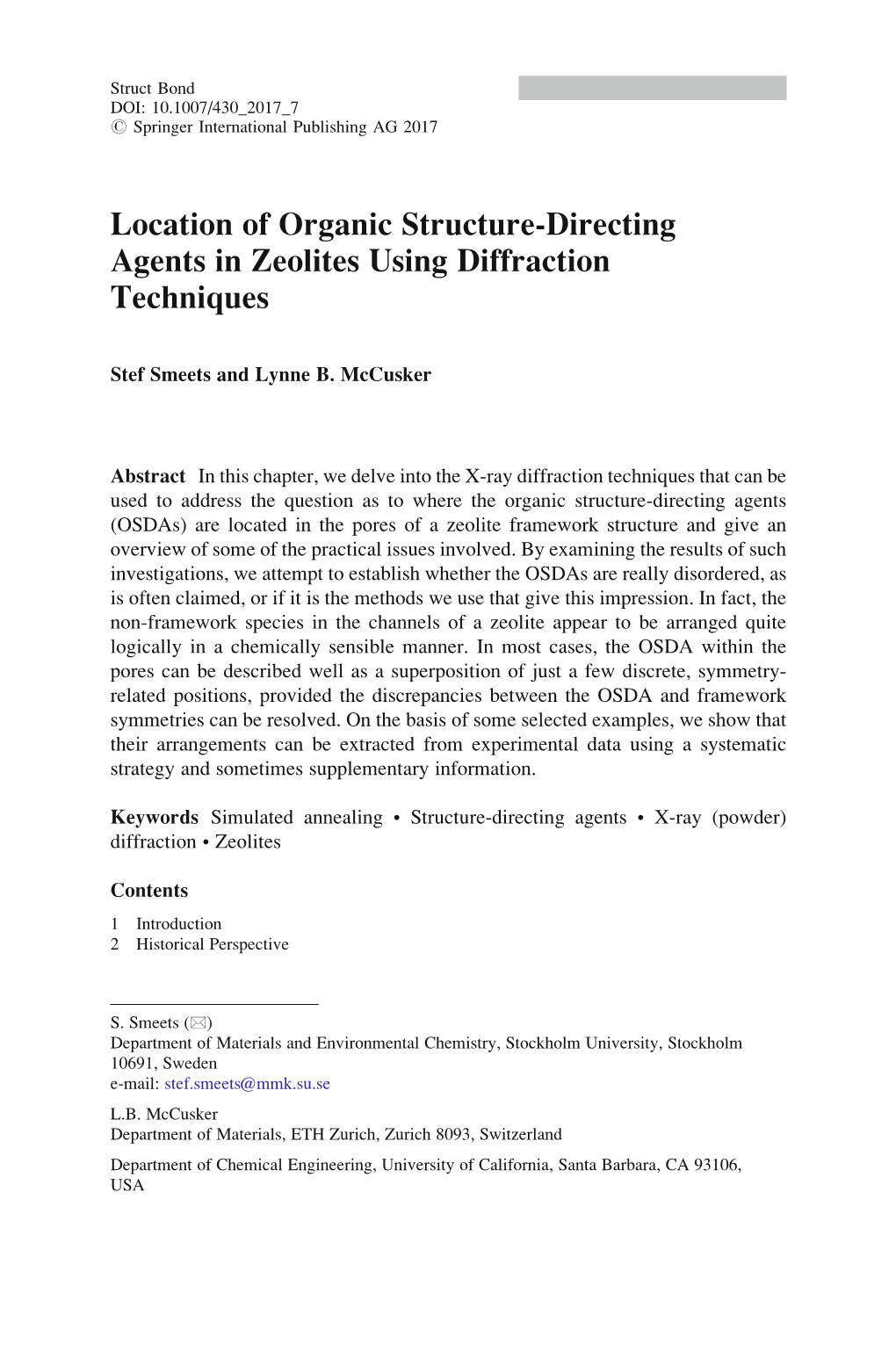 Location of Organic Structure-Directing Agents in Zeolites Using Diffraction Techniques