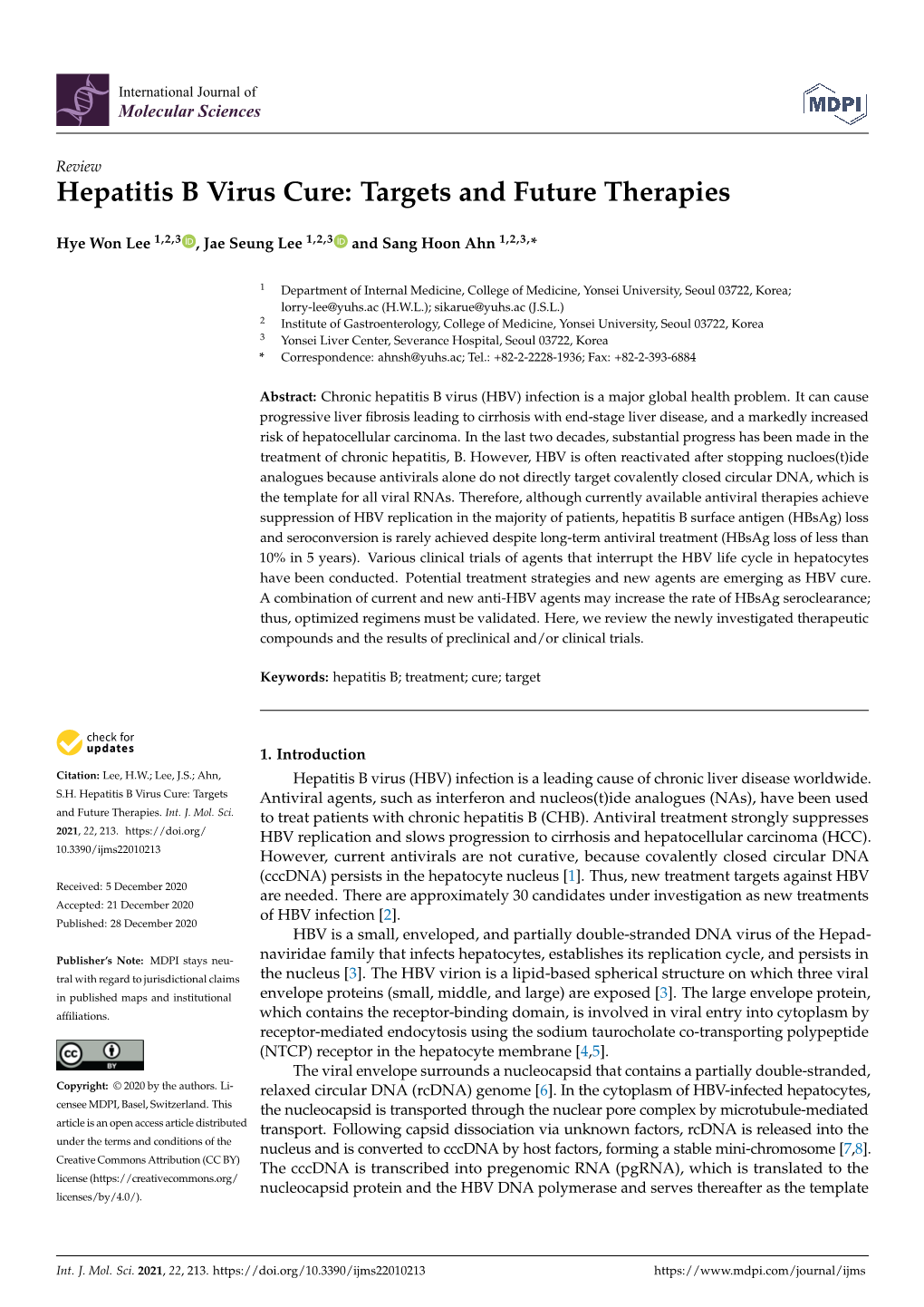 Hepatitis B Virus Cure: Targets and Future Therapies